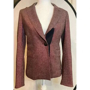 Veronica Beard Blazer Sterling Placket Dickey Jacket Herringbone Tailored Size 4
